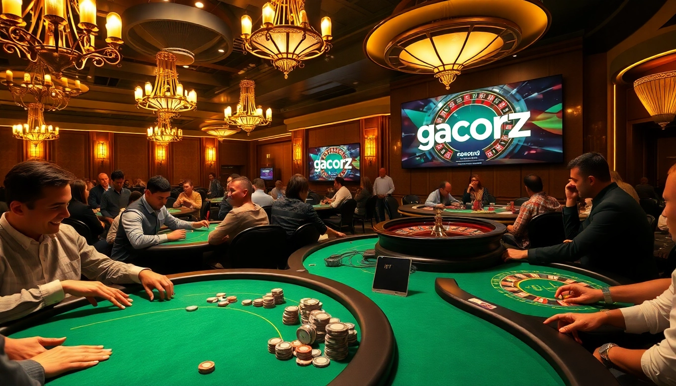Experience exhilarating gameplay with gacor123 at our thrilling casino tables, featuring poker chips and vibrant roulette wheels.